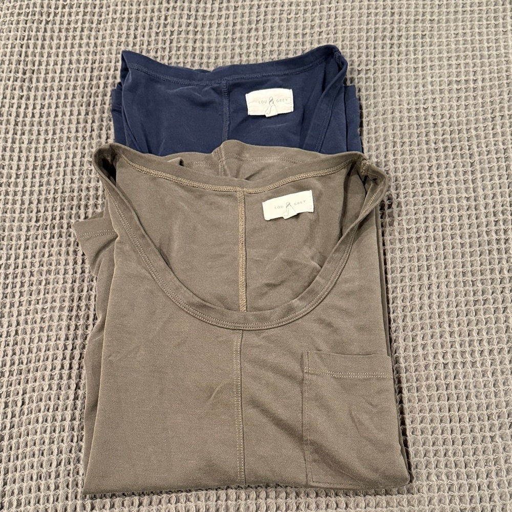 Lou & Grey Navy and Taupe Tops
